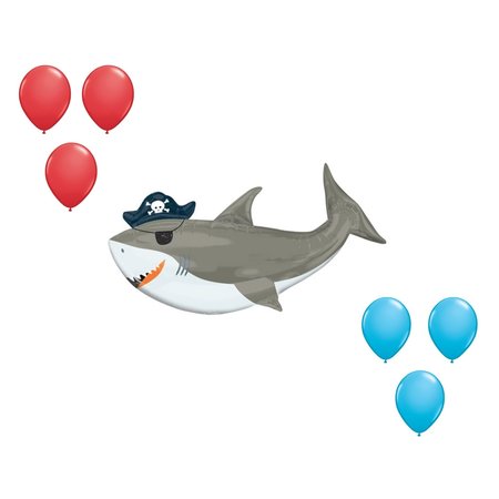 LOONBALLOON 41 Inch Ahoy Shark Balloon Medium Shape Set 6x latex 96936